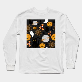 Halloween Pattern Black Long Sleeve T-Shirt